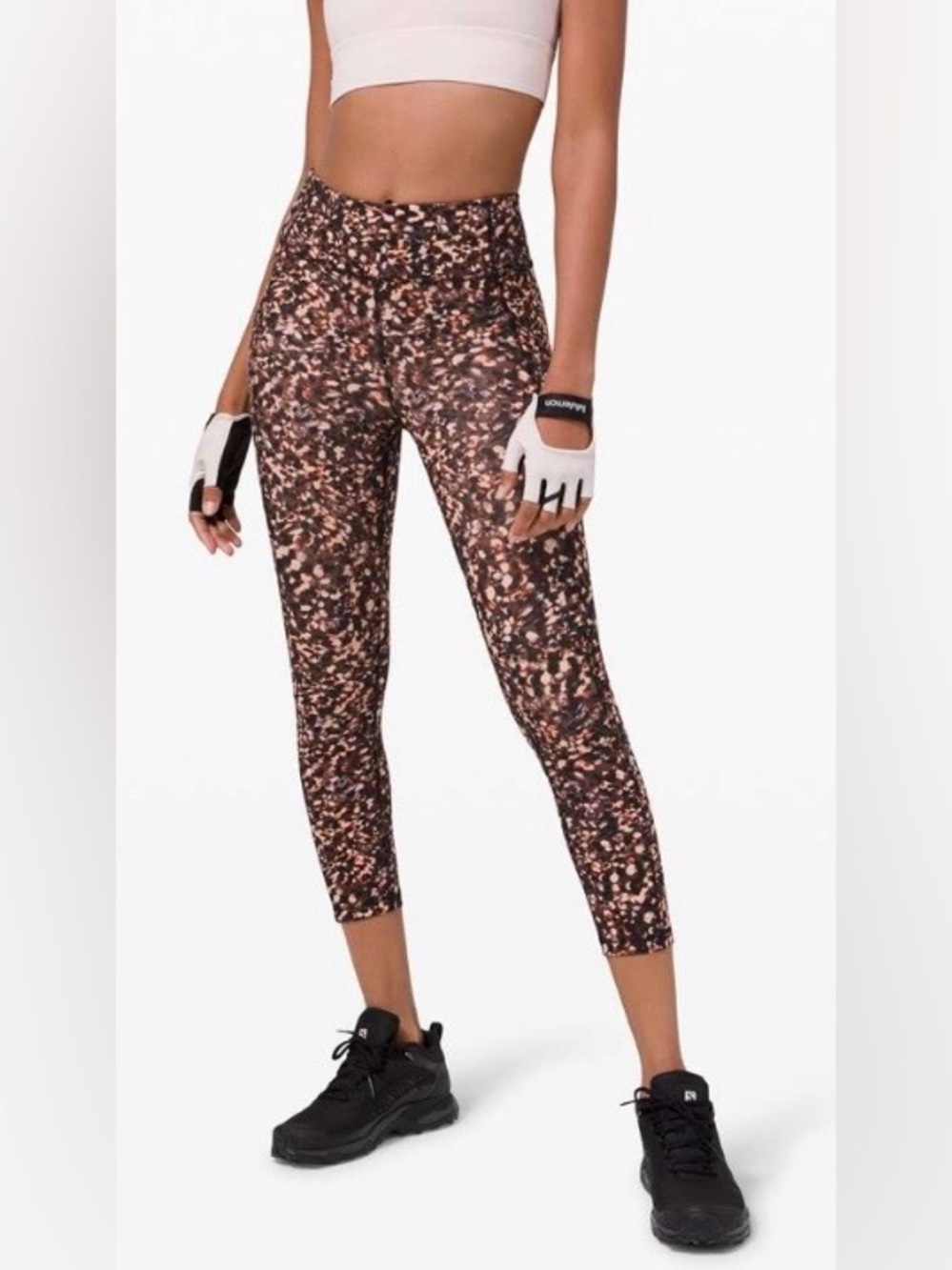 Lululemon Invigorate High-Rise Crop 23", size 10, Colour is Motion Flux Multi